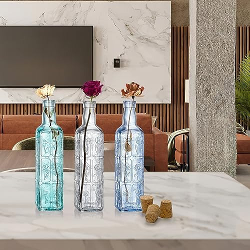Noamus Paquete De 3 Floreros Con Corchos, Botellas Decorativ