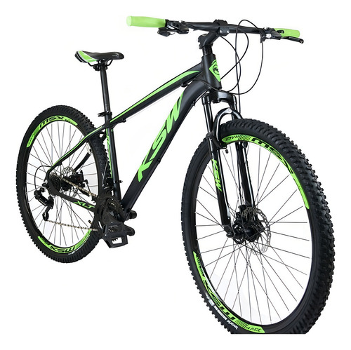 Bicicleta Aro 29 Ksw Xlt 24v Disco Câmbios Shimano Cor Verde