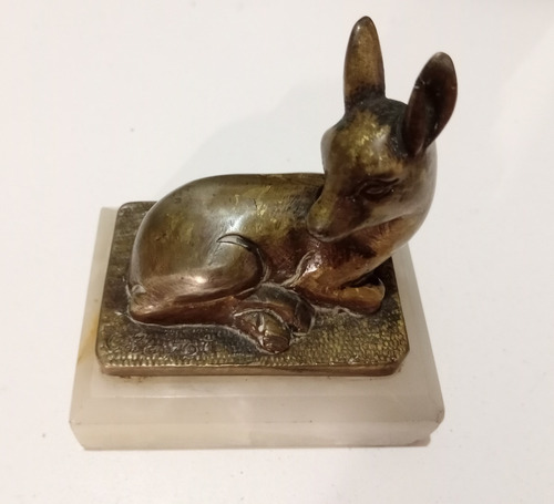 Figura Decorativa Bambi En Bronce Con Base Marmol  C. Perot