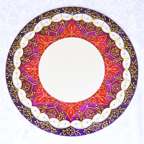 Imagem 6 de 6 de Mandala Violeta E Rosa Em Vidro De 40cm E Espelho 20cm