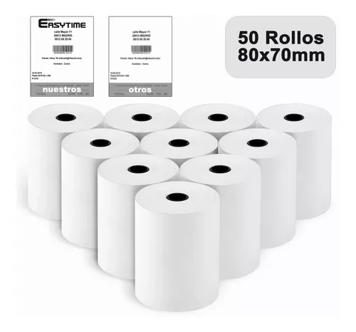 50 Rollos Papel Térmico 80x70mm Impresora 80mm Negro Epson