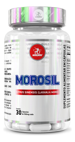 Morosil Laranja Moro Citrus Sinensis 30 Cápsulas 500mg Midway Labs Usa Sem Sabor