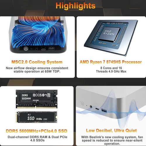 Beelink Ser8 Mini Pc Amd Ryzen 7 32gb 1tb 4k