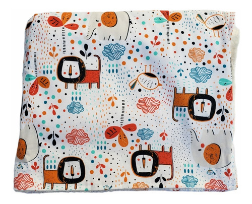 Mantita Doble Gabardina Estampada Forrada Con Corderito