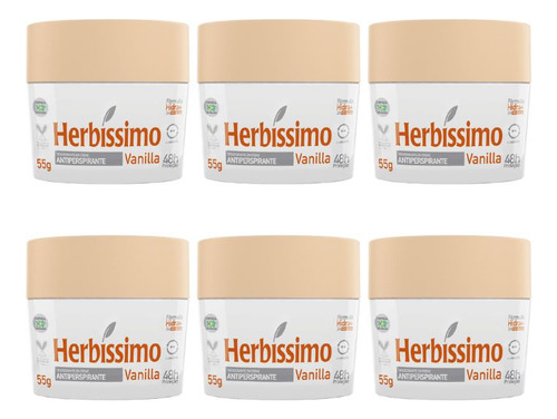 Desodorante Creme Herbíssimo 55g Vanilla - Kit C/ 6un