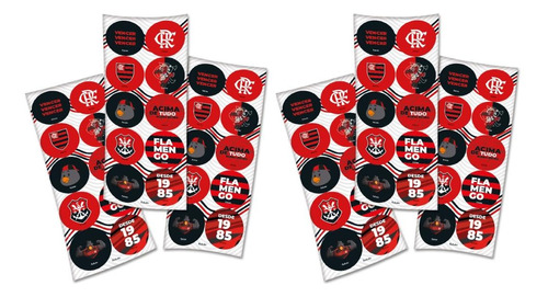 60 Adesivos Flamengo - 6 Cartelas Com 10 Adesivos Cada