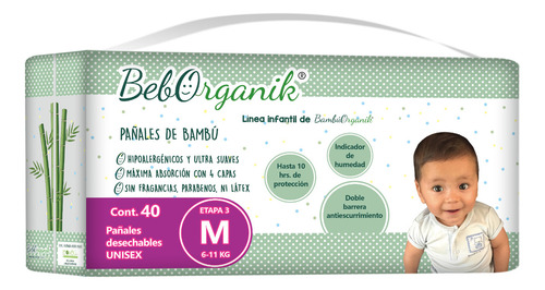 Pañales Desechables De Bambú Bebés Mediano Etapa 3 Género Sin género Talla Mediano (M)