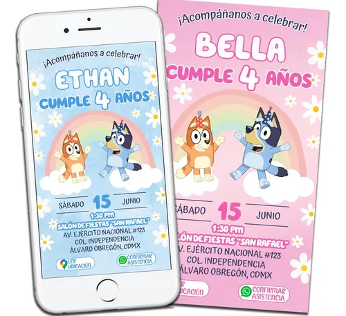 comprar Bluey Invitación Digital Interactiva