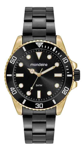 Relógio Mondaine Preto Dourado Masculino 32549gpmvhe4