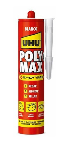 Uhu Polymax Adhesivo Montaje Blanco Pega Bajo Agua X 465 Grs