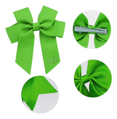 Moño Diseño Elegante Textura Tela Suave Broche Acero Inoxidable Color Verde Ele-Gate