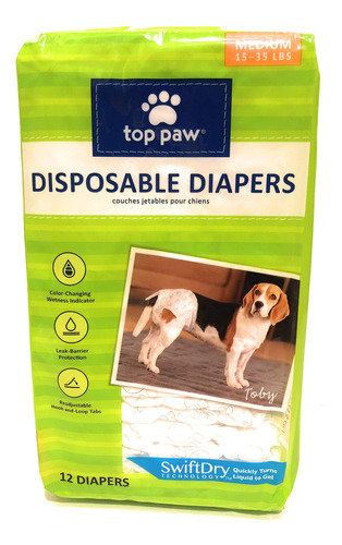 Top Paw - Panales Desechables Para Perros, Paquete De 12, Me