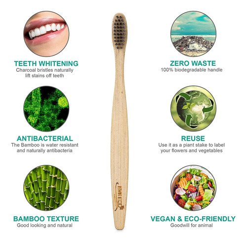 Eveeco 48 Unidades (4 Cajas De 12) Cepillo De Dientes De Bam