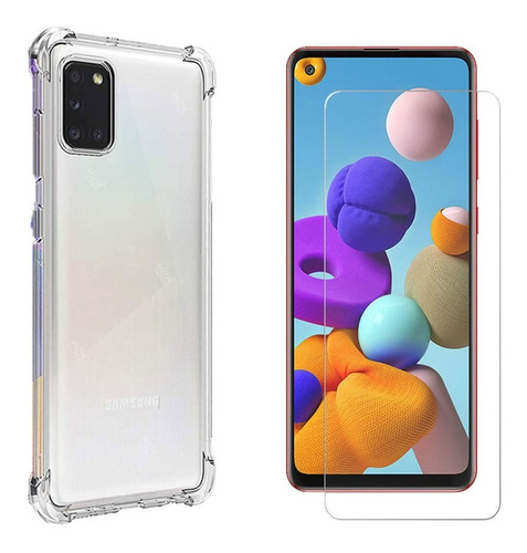 Capa Case Anti Impacto Samsung Galaxy A21s + Pelicula Vidro