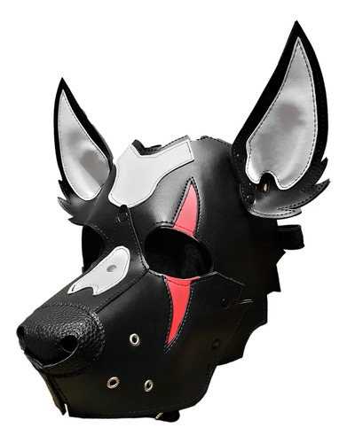 Mascara Perro Disfraz O Cosplay De Color Negro Dog Ecocuero Negro Y Rojo Perros