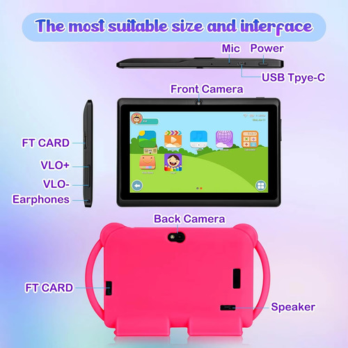 Tablet Dora 7 Kids Niños 2gb 32gb Anti Golpes Contr Parental Rosa