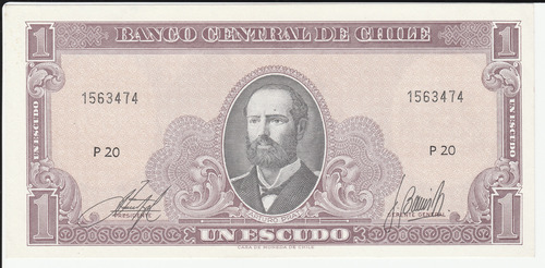 Billete Chile 1 Escudo 1962-1975 Inostroza-barrios Unc