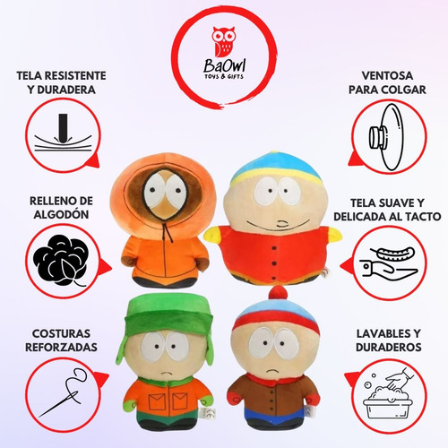 Set 4 Peluches Kenny Cartman Kyle Stan South Park Felpa