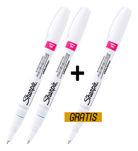 Sharpie Marcador Permanente Base D Aceite Blanco 3x2 Ex Fina