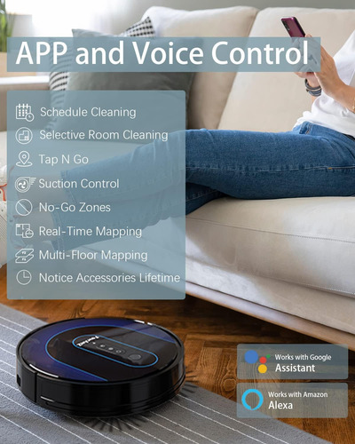 Aspiradora Robot Limpiador Inteligente Wifi Succion 1800p