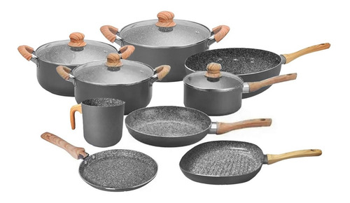 Bateria De Cocina Hudson Set 13pz Granito Juego De Ollas 