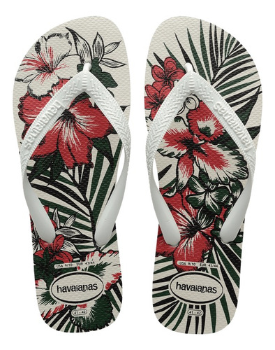 Chinelo Havaianas Aloha Branco/branco/preto Tamanho 33/34