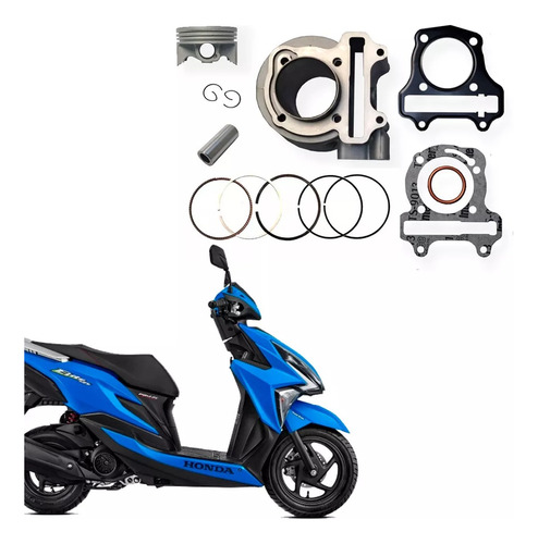 Kit Cilindro Motor Com 3 Juntas Honda Elite 125 2019 2020 