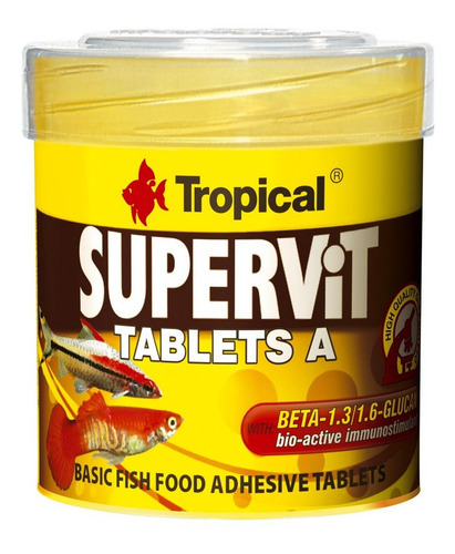Alimento Peces Tabletas Adhesivas Supervit Tablets A 50 Ml