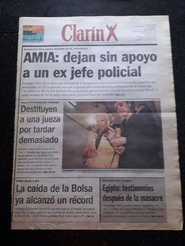Tapa Diario Clarín 19 11 1997 Amia Destituyen Jueza Egipto 