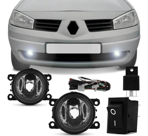 Kit Farol Milha Megane 2006 A 2009 Auxiliar Neblina Vidro