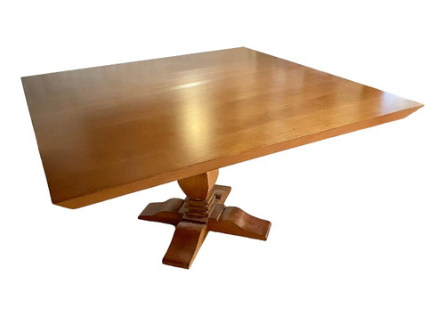 Mesa Cuadrada De Comedor En Madera Maciza Con Pie Jarrón 