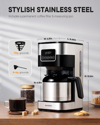 Cafetera Programable Shardor Con Jarra Térmica Para 8 Tazas