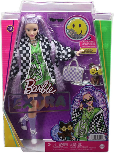 Muñeca Barbie Chamarra A Cuadros Con Mascota Carita Feliz