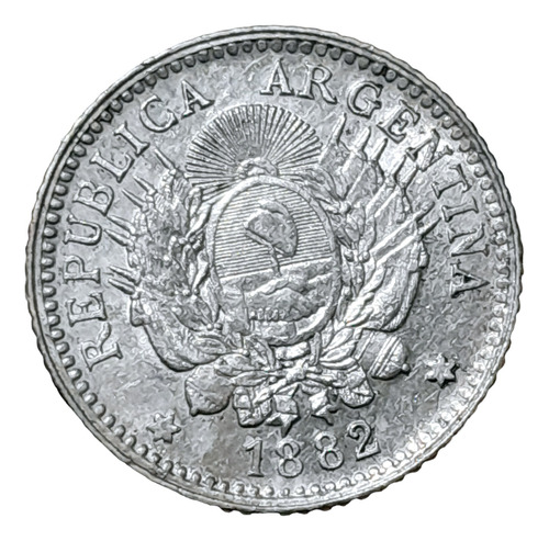 20 Centavos Patacon 1882 Plata Moneda Argentina 