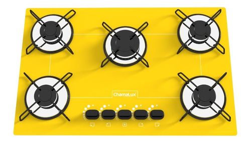 Fogão Cooktop 5 Bocas Ultrachama Amarelo Chamalux + Brinde!!