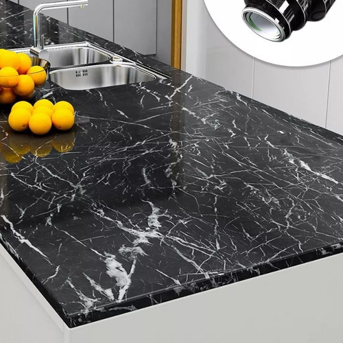 Vinilo Autoadhesivo Para Cocina Marmol Negro De 2m Mármol
