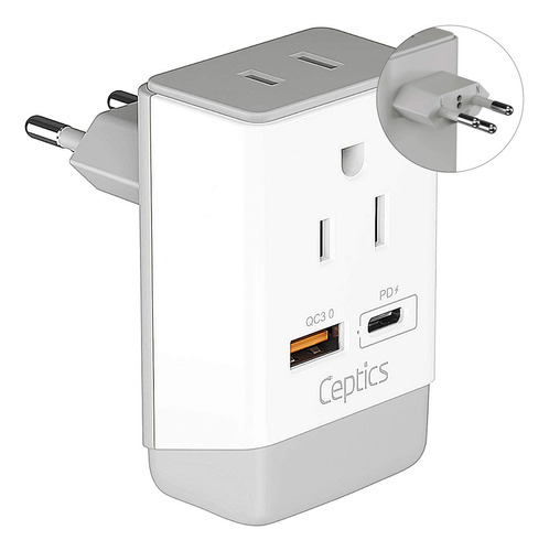 Switzerland Plug Adapter, Travel With Qc 3.0 & Pd By Ceptics