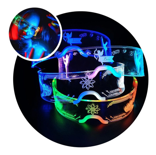 Lentes Gafas Fiesta + Luces Led Rgb Tiktok Cosplay Halloween