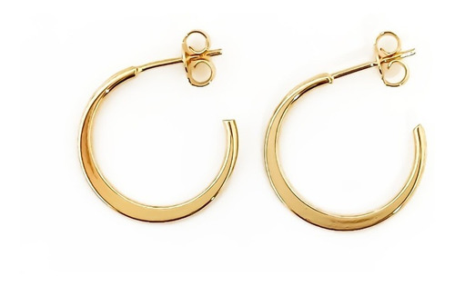 Aros Argollas Planas 18mm Enchapado Oro 18k