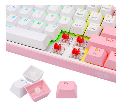 Teclado Redragon K616-rgb Fizz Pro Red Español - White/pink