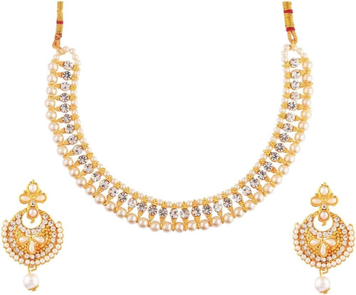 Efulgenz Indian Faux Pearl Necklace Jewelry Set Cz Cubic Zir