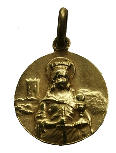 Medalla Oro 10k Santa Bárbara #1175 Bautizo Comunión 