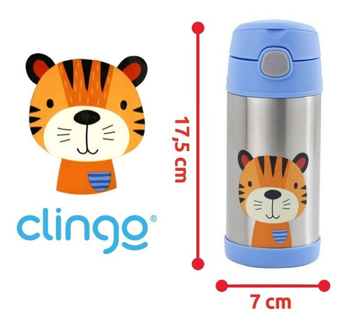 Imagem 8 de 9 de Garrafa Térmica Infantil Inox 270ml Livre De Bpa Clingo
