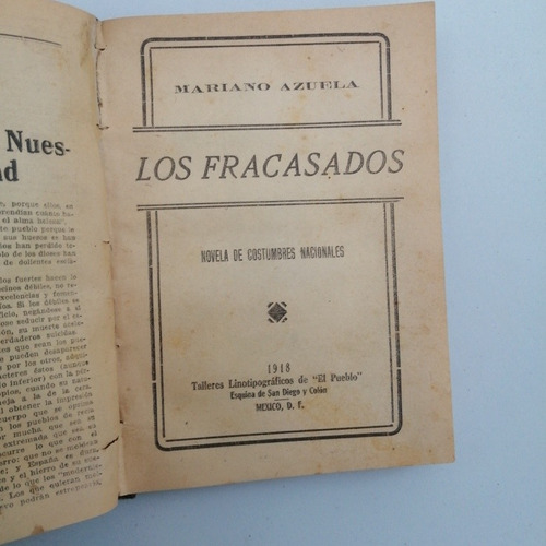 Los Fracasados Mariano Azuela Libro Antiguo 1918