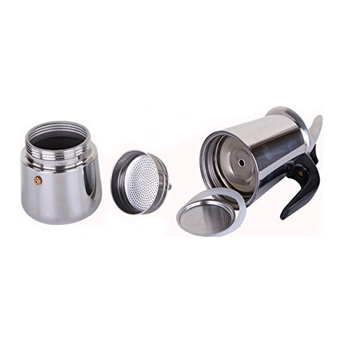 Cafetera De Acero Inoxidable Moka Espresso Latte De 2 T...