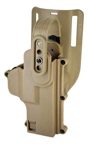 Coldre Curto Mc03 Com Plataforma De Cintura Md4 + 6 Adaptadores de Guarda Mato Maynards Cáqui Canhoto