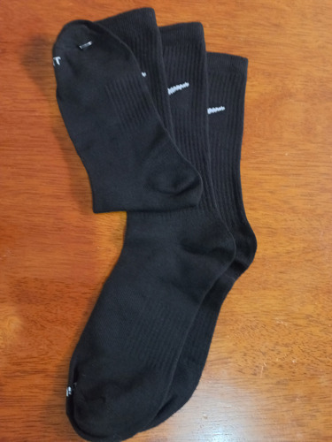 Calceta 3/4 Blanca 100% Algodón 3 Pares N- L/ K/ E Negro Liso U