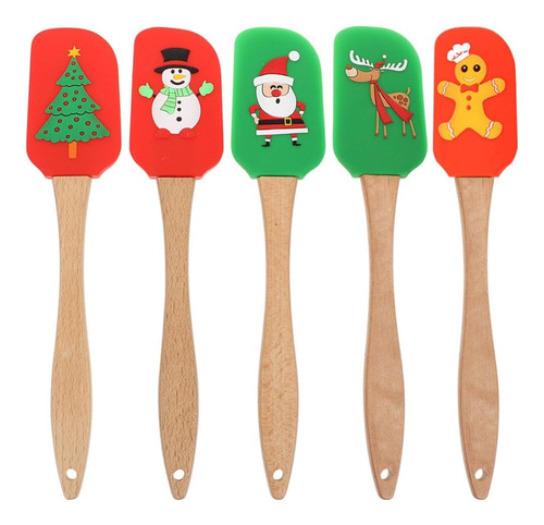 Juego 5 Espátulas Navideñas - Utensilios Cocina De Navidad