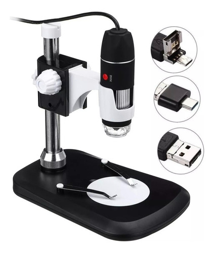 Microscopio 1600x Con Base Capilografo Usb Led