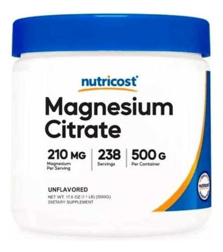 Citrato De Magnesio Nutricost Máxima Absorción 500g 238serv